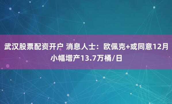 武汉股票配资开户 消息人士：欧佩克+或同意12月小幅增产13.7万桶/日