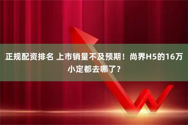 正规配资排名 上市销量不及预期！尚界H5的16万小定都去哪了？