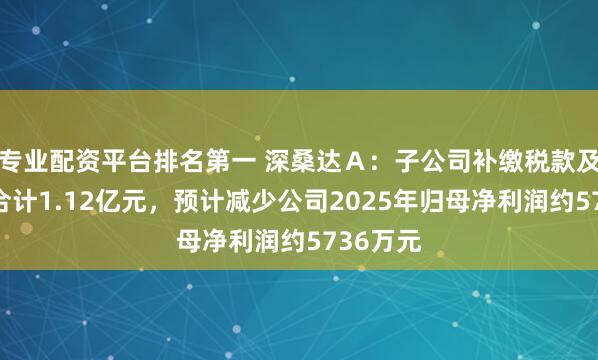 专业配资平台排名第一 深桑达Ａ：子公司补缴税款及滞纳金合计1.12亿元，预计减少公司2025年归母净利润约5736万元